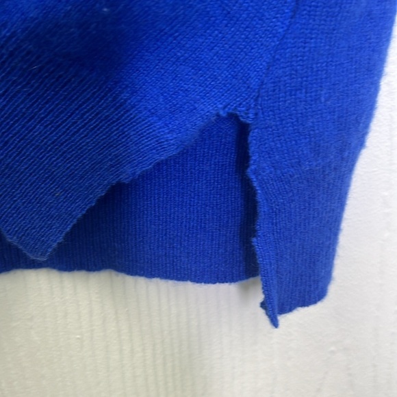 Ralph Lauren - Bright Bold Blue 100 Percent Cashmere Frayed Hemlines Sweater Sm - Picture 9 of 10